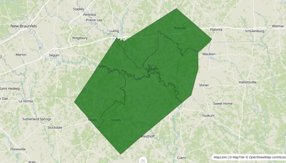 Map preview of Gonzales County, TX - Poverty Rate