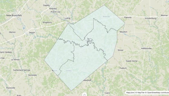 Map preview of Gonzales County, TX - Unemployment Rate