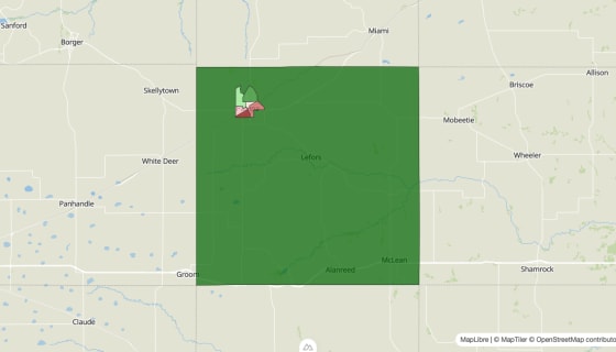 Map preview of Gray County, TX - Median Household Income