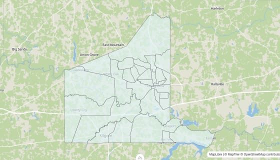 Map preview of Gregg County, TX - Unemployment Rate