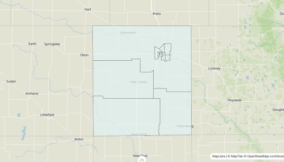 Map preview of Hale County, TX - Unemployment Rate