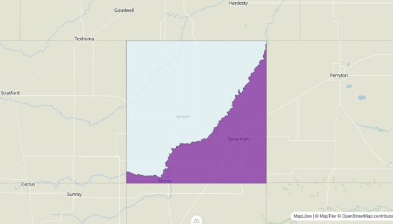 Map preview of Hansford County, TX - Median Age