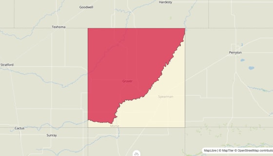 Map preview of Hansford County, TX - Median Gross Rent