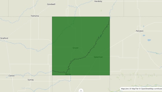 Map preview of Hansford County, TX - Poverty Rate