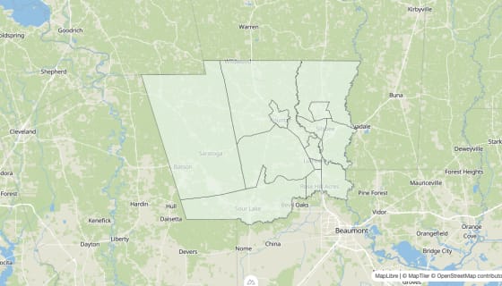 Map preview of Hardin County, TX - Housing Vacancy Rate