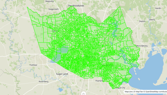 Map preview of Harris County, TX - Block Groups