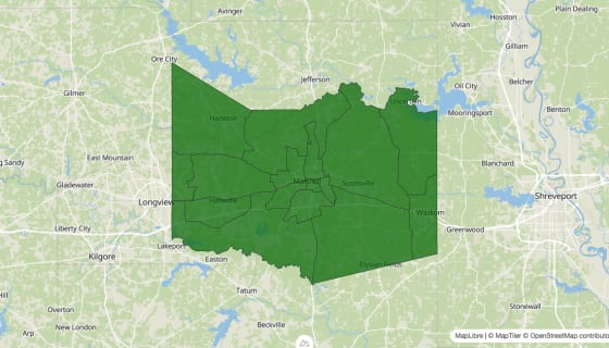 Map preview of Harrison County, TX - Poverty Rate