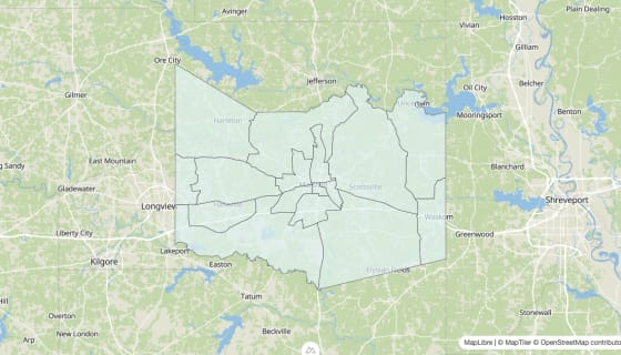 Map preview of Harrison County, TX - Unemployment Rate