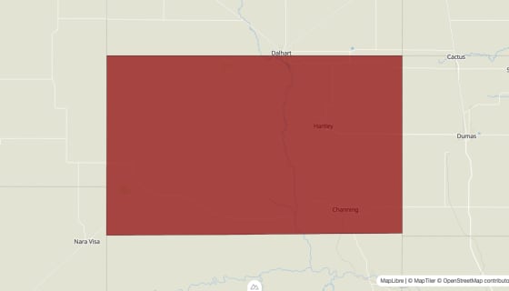 Map preview of Hartley County, TX - Median Household Income