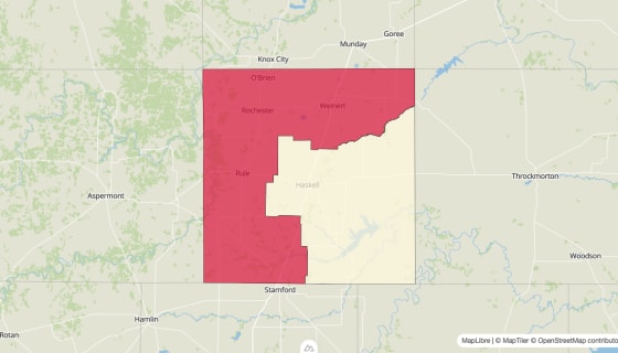 Map preview of Haskell County, TX - Median Gross Rent