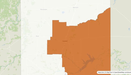 Map preview of Haskell County, TX - Population by Census Tract (2023)