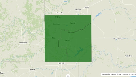 Map preview of Haskell County, TX - Poverty Rate