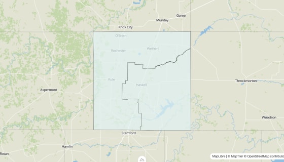Map preview of Haskell County, TX - Unemployment Rate