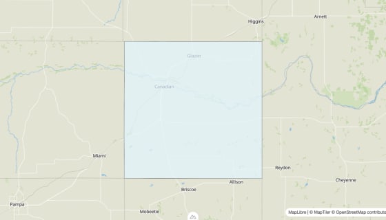 Map preview of Hemphill County, TX - Median Age