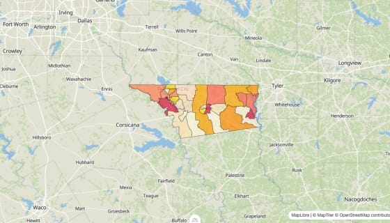 Map preview of Henderson County, TX - Median Gross Rent