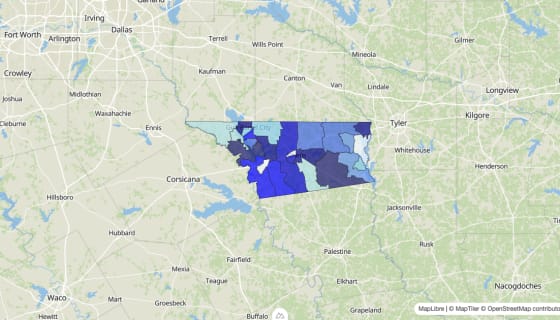 Map preview of Henderson County, TX - Median Home Value