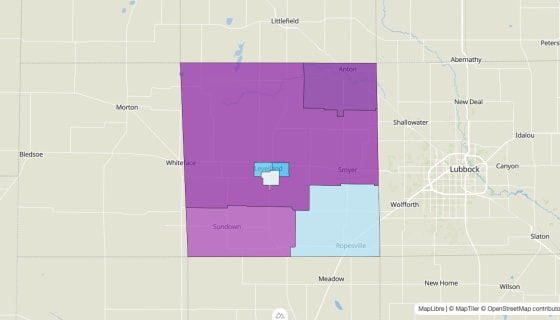 Map preview of Hockley County, TX - Median Age