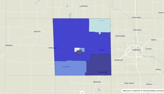 Map preview of Hockley County, TX - Median Home Value
