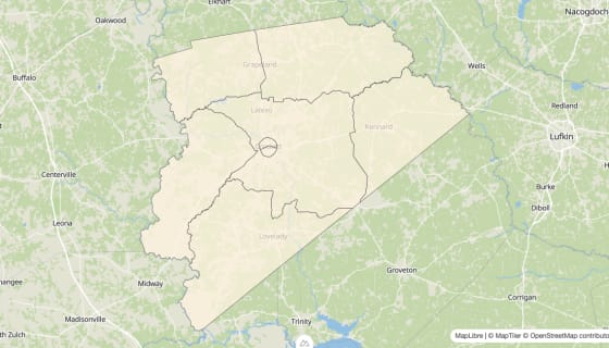 Map preview of Houston County, TX - Bachelor's Degree Rate