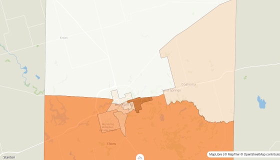 Map preview of Howard County, TX - Population by Census Tract (2023)