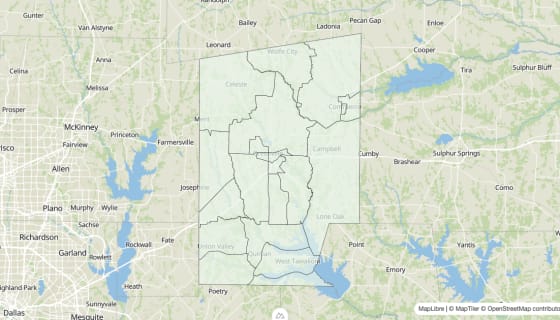 Map preview of Hunt County, TX - Housing Vacancy Rate
