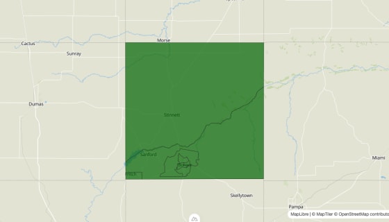 Map preview of Hutchinson County, TX - Poverty Rate