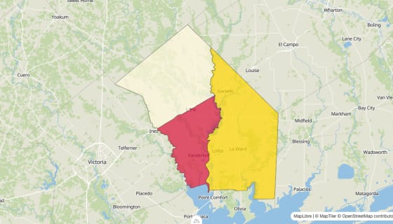 Map preview of Jackson County, TX - Median Gross Rent