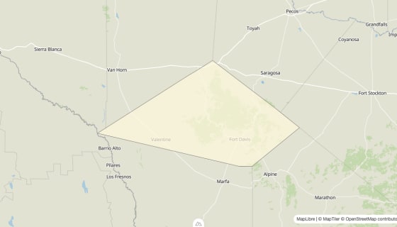 Map preview of Jeff Davis County, TX - Median Gross Rent
