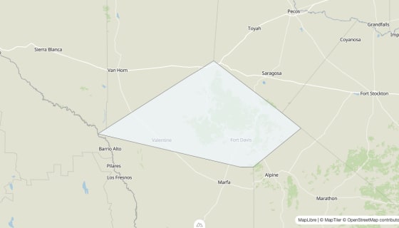 Map preview of Jeff Davis County, TX - Median Home Value