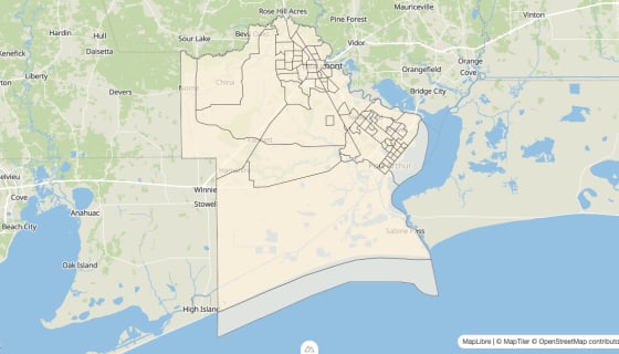 Map preview of Jefferson County, TX - Bachelor's Degree Rate