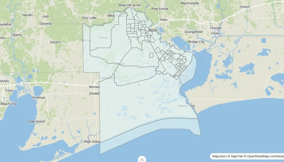 Map preview of Jefferson County, TX - Unemployment Rate
