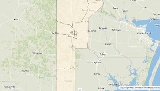 Map preview of Jim Wells County, TX - Bachelor's Degree Rate