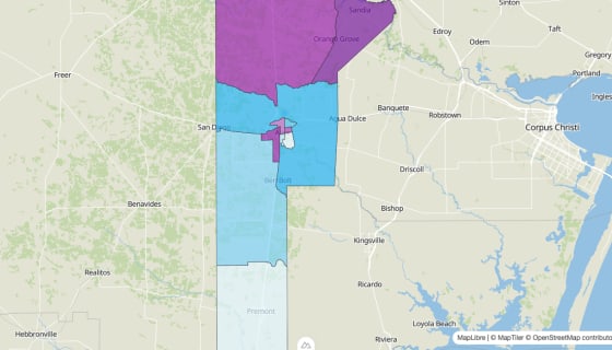 Map preview of Jim Wells County, TX - Median Age
