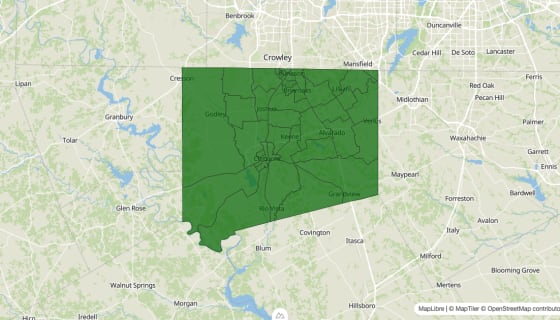 Map preview of Johnson County, TX - Poverty Rate