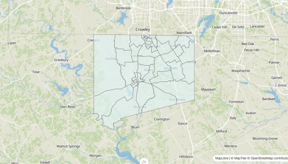 Map preview of Johnson County, TX - Unemployment Rate