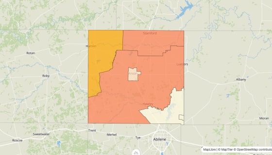 Map preview of Jones County, TX - Median Gross Rent