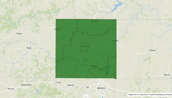 Map preview of Jones County, TX - Poverty Rate