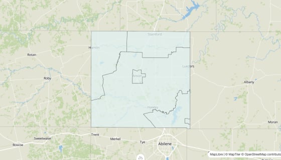 Map preview of Jones County, TX - Unemployment Rate