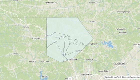 Map preview of Kendall County, TX - Unemployment Rate