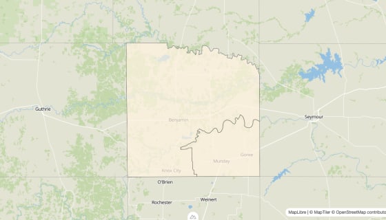 Map preview of Knox County, TX - Bachelor's Degree Rate