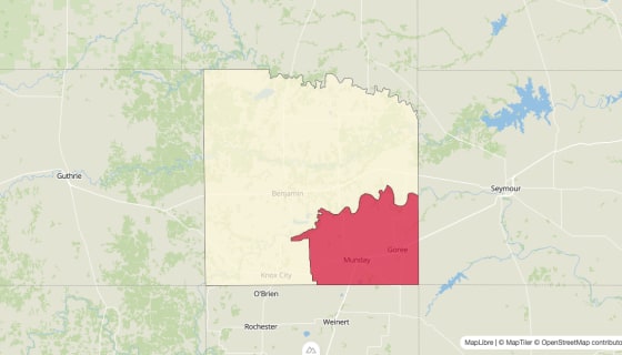 Map preview of Knox County, TX - Median Gross Rent