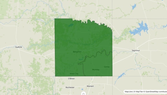 Map preview of Knox County, TX - Poverty Rate