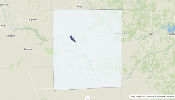 Map preview of La Salle County, TX - Median Home Value