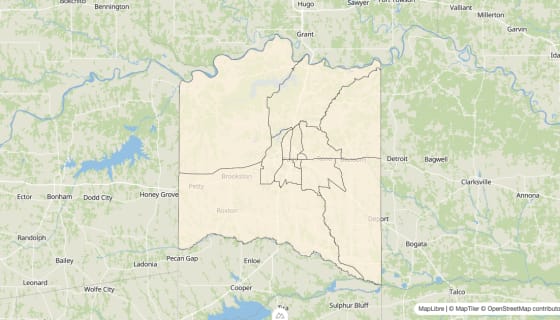 Map preview of Lamar County, TX - Bachelor's Degree Rate