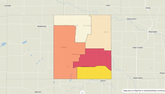 Map preview of Lamb County, TX - Median Gross Rent