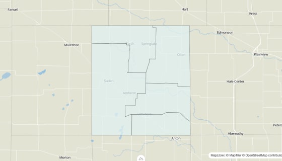 Map preview of Lamb County, TX - Unemployment Rate