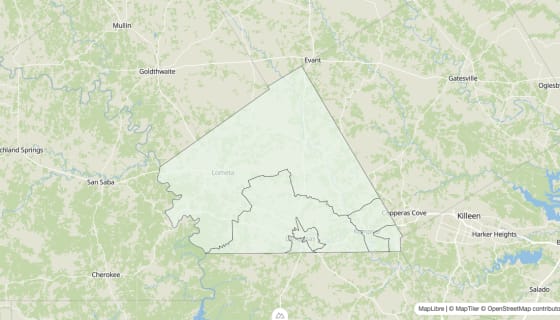 Map preview of Lampasas County, TX - Housing Vacancy Rate