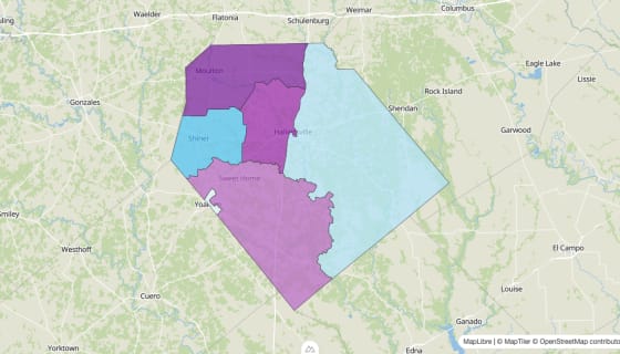 Map preview of Lavaca County, TX - Median Age