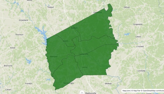 Map preview of Leon County, TX - Poverty Rate