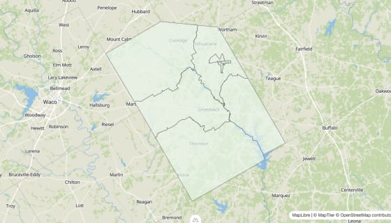 Map preview of Limestone County, TX - Housing Vacancy Rate